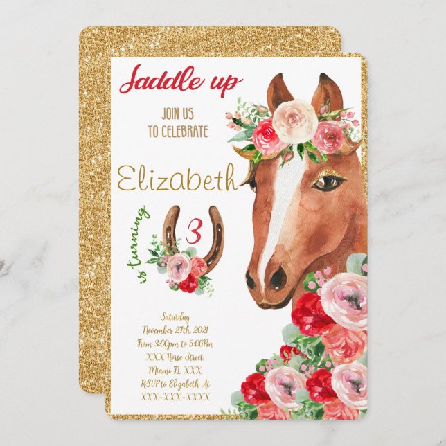 Editable Horse Invitation (Front/Back)