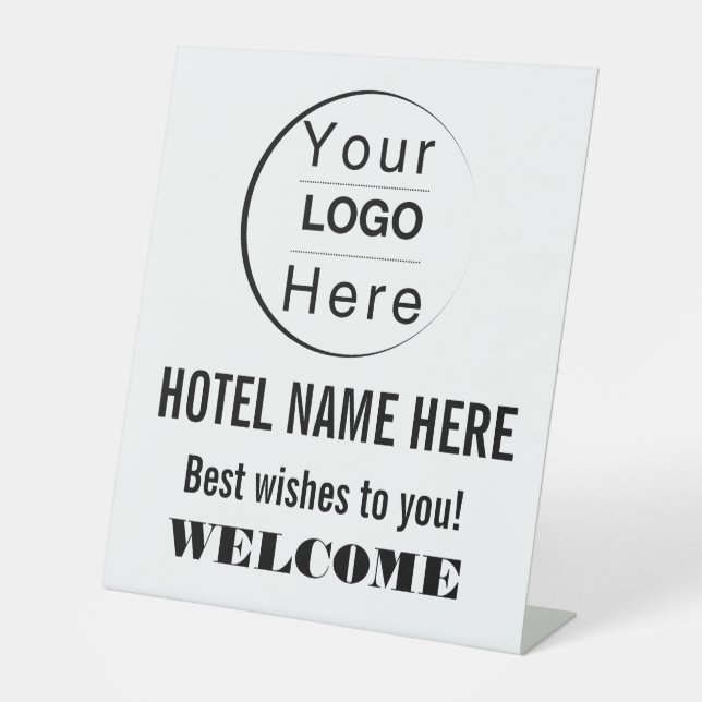 Editable Hotel Welcome Sign Logo & Business Name (Front)
