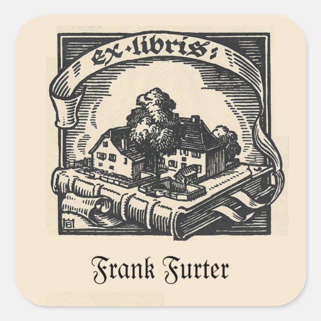 Editable House on a Book Square Sticker (Front)