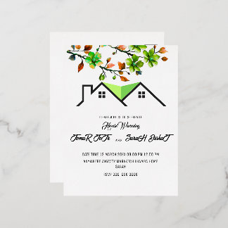 Editable House Warming Invitation, House Warming P Foil Invitation Postcard