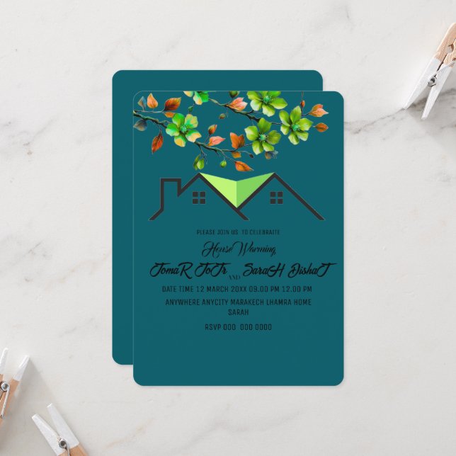 Editable House Warming Invitation, House Warming P Invitation (Front/Back In Situ)