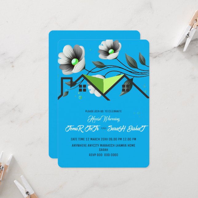 Editable House Warming Invitation, House Warming P Invitation (Front/Back In Situ)