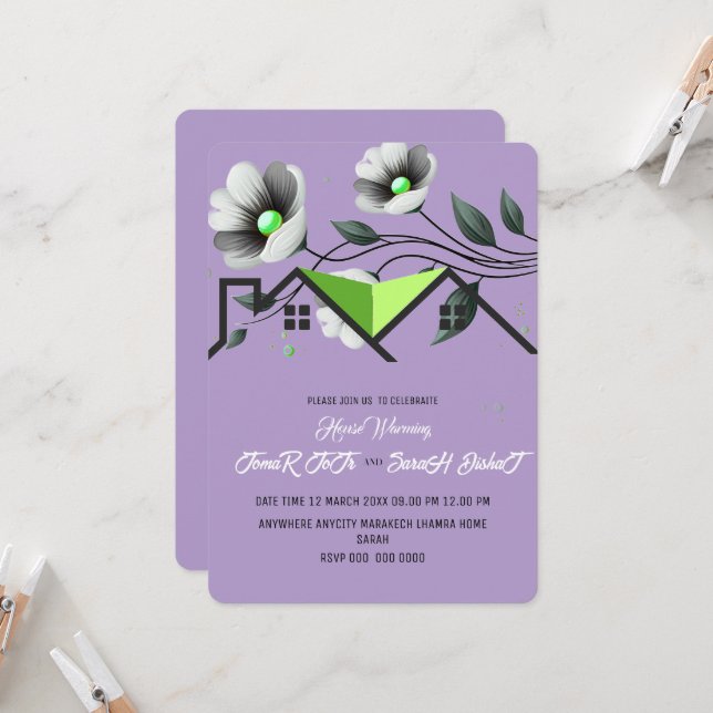 Editable House Warming Invitation, House Warming P Invitation (Front/Back In Situ)