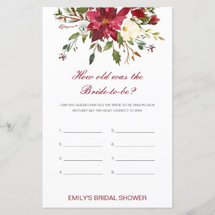 Editable How old was Bride Bridal Shower Game
