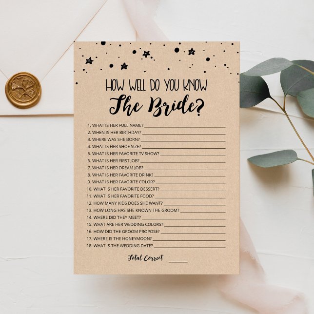 Editable How well do you know the Bride game Card (Creator Uploaded)