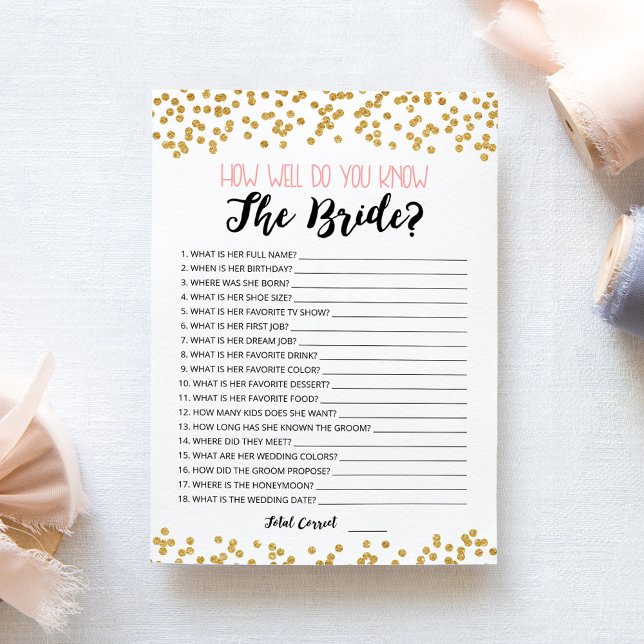 Editable How well do you know the Bride game Card (Creator Uploaded)