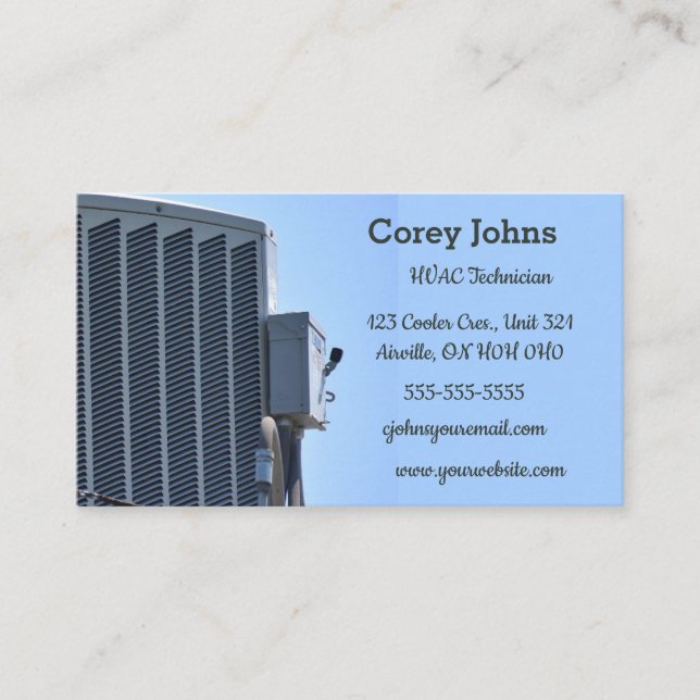 Editable HVAC Technician Business Card (Front)