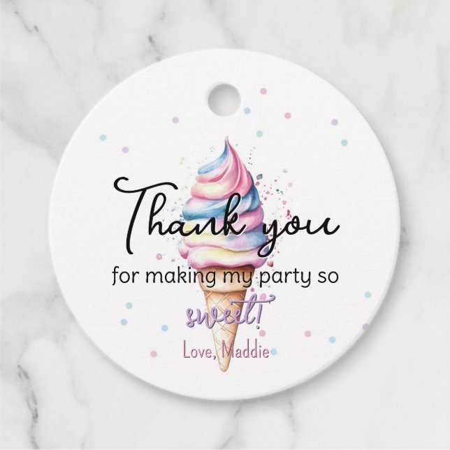 Editable Ice Cream Thank you Tags (Front)