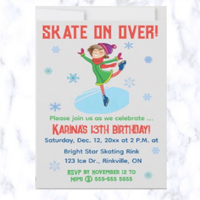 Editable Ice Skating Birthday Party Invitation (Creator Uploaded)
