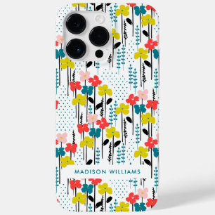 Editable inscription Flowers Minimalist Case-Mate iPhone 14 Pro Max Case