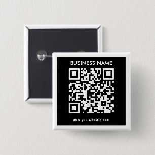 Editable (instantly generated) QR code   Black 2 Inch Square Button