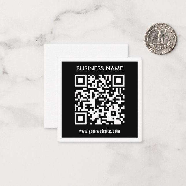 Editable (instantly generated) QR code | Black Card (Front/Back In Situ)