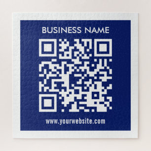 Editable (instantly generated) QR code   Navy Blue Jigsaw Puzzle