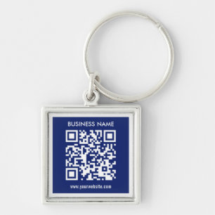 Editable (instantly generated) QR code   Navy Blue Keychain