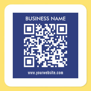 Editable (instantly generated) QR code   Navy Blue Square Sticker
