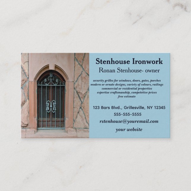 Editable Ironworks and Security Grilles Business Card (Front)