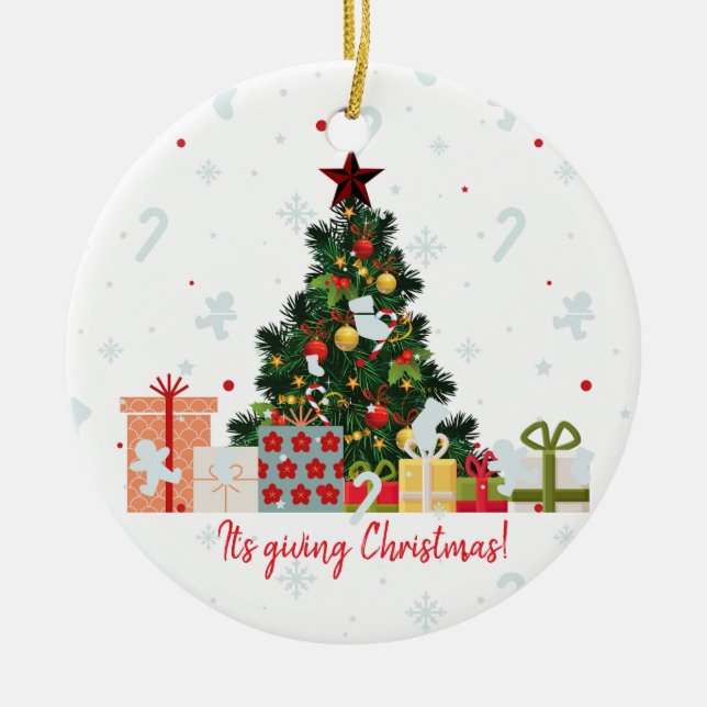 Editable It's Giving Christmas Holiday Ornament (Front)