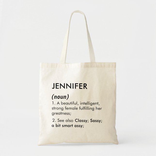 Editable Jennifer name definition, custom name Tote Bag (Front)