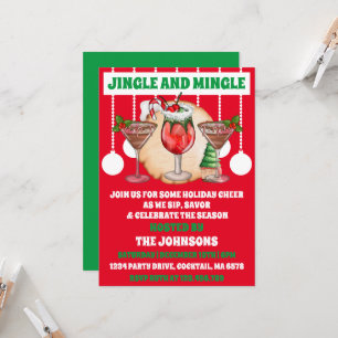 Editable Jingle & Mingle Christmas Cocktail Party Invitation