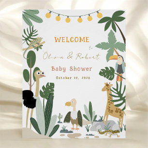 Editable Jungle Safari Baby Shower Welcome Sign