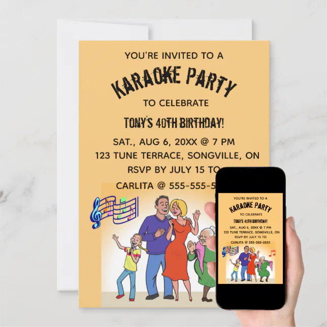 Editable Karaoke Birthday Party Invitation Zazzle