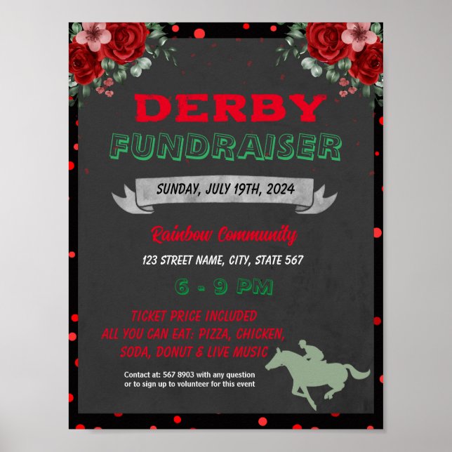 Editable Kentucky Derby day fundraiser Poster (Front)