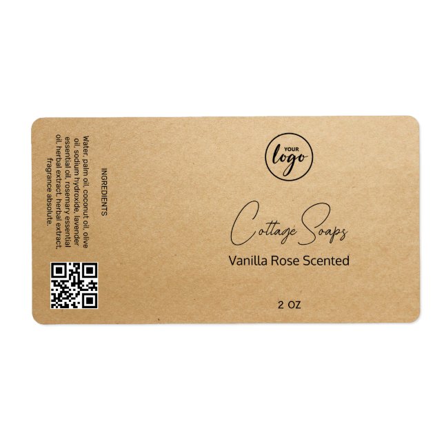 Editable Kraft Paper Soap Packaging Labels (Front)