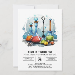 Editable Lab Fusion Scientist Birthday Invitation