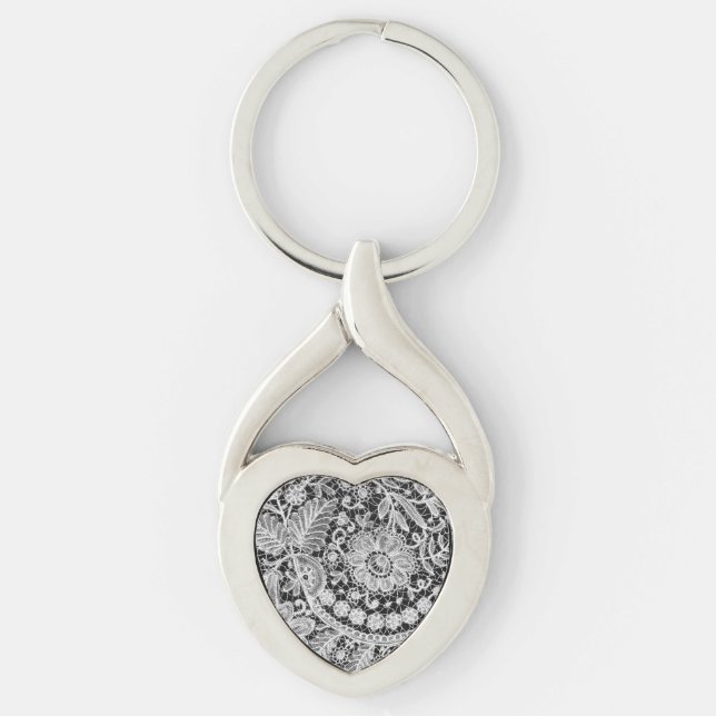 Editable Lace Mother’s Day Heart Keychain (Front)
