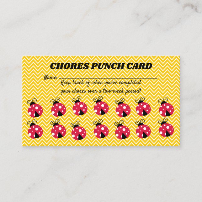 Editable Lady Bug Chores Rewards Card (Front)