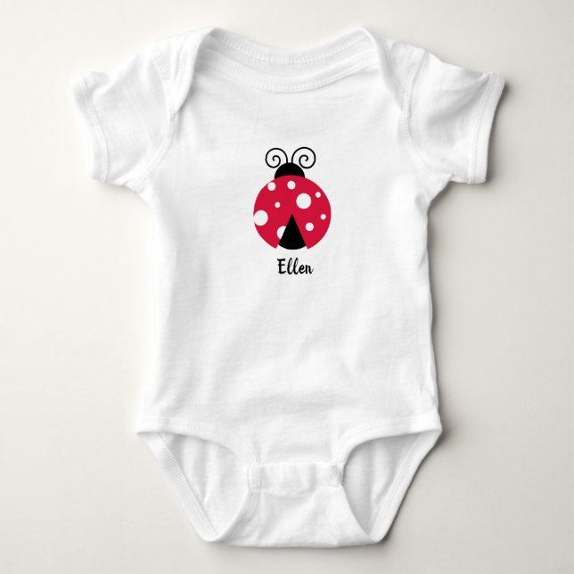 Editable Lady Bug Name Baby Bodysuit (Front)