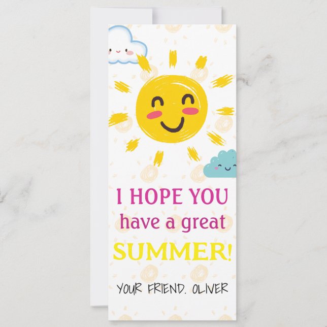 Editable Last Day of School, summer greeting card (Front)