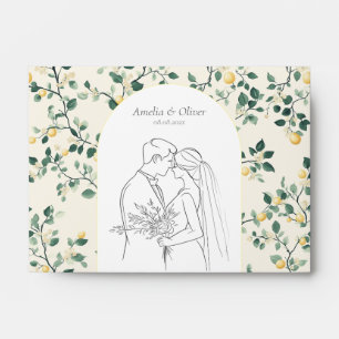 Editable Lemon Summer Mediterranean Wedding Envelope