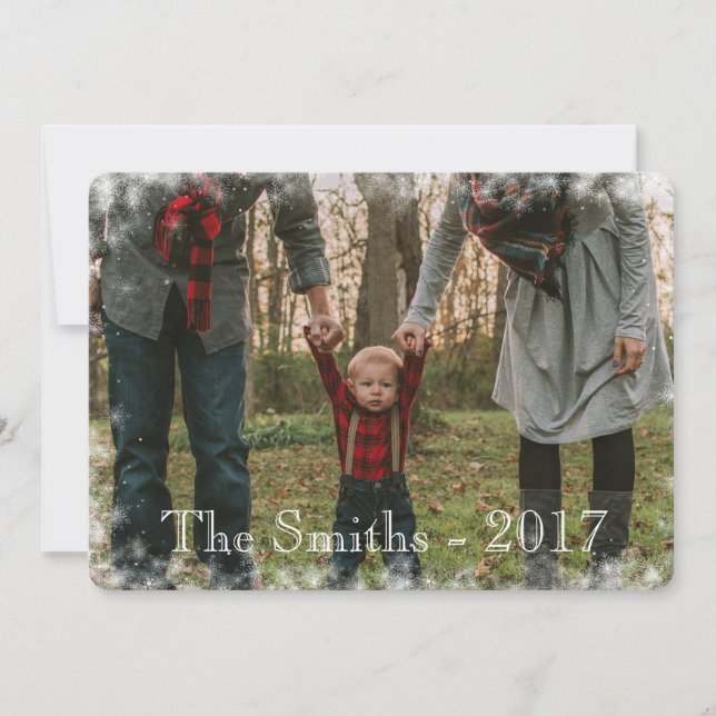 Editable Let it Snow Snowflake Holiday Photo Card (Front)