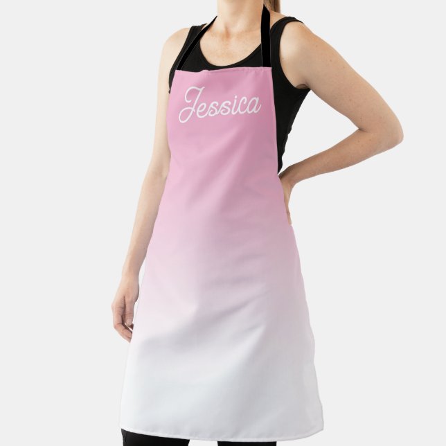 (Editable) Light Pink Color Ombre & Your Text Apron (Insitu)