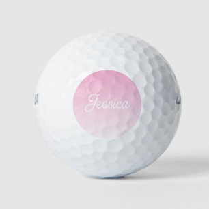 (Editable) Light Pink Color Ombre & Your Text Golf Balls