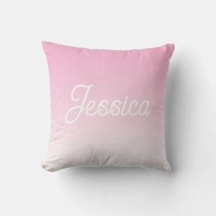 (Editable) Light Pink Color Ombre & Your Text Throw Pillow