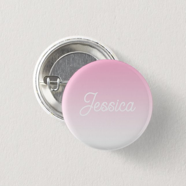 (Editable) Light Pink Colour Ombre & Your Text 1 Inch Round Button (Front & Back)