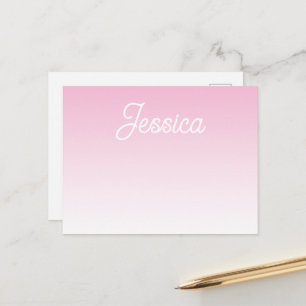 (Editable) Light Pink Colour Ombre & Your Text Announcement Postcard