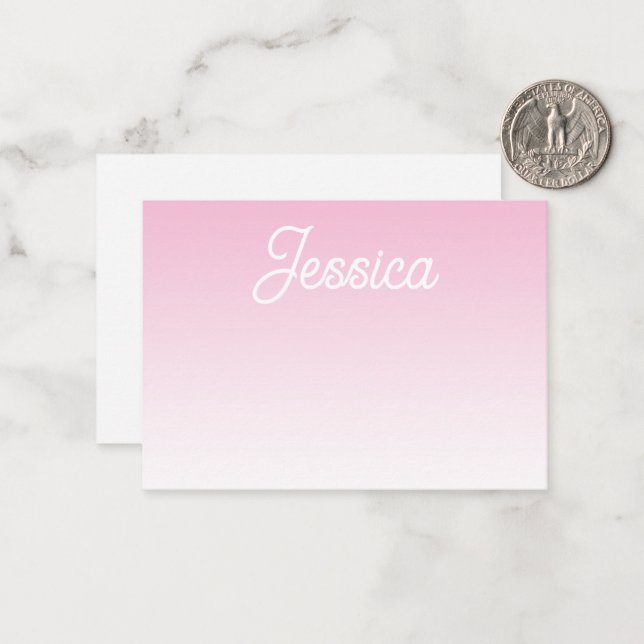 (Editable) Light Pink Colour Ombre & Your Text Card (Front/Back In Situ)