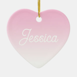 (Editable) Light Pink Colour Ombre & Your Text Ceramic Ornament