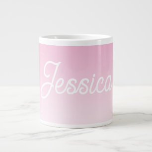 (Editable) Light Pink Colour Ombre & Your Text Large Coffee Mug