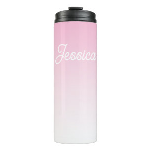 (Editable) Light Pink Colour Ombre & Your Text Thermal Tumbler