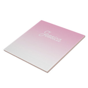 (Editable) Light Pink Colour Ombre & Your Text Tile