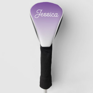 (Editable) Light Purple Color Ombre & Your Text Golf Head Cover