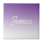 (Editable) Light Purple Color Ombre & Your Text Tile<br><div class="desc">Your name or any other word in retro-modern calligraphy.</div>