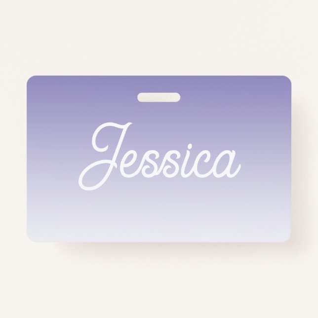 (Editable) Light Purple Colour Ombre & Your Text Badge (Front)