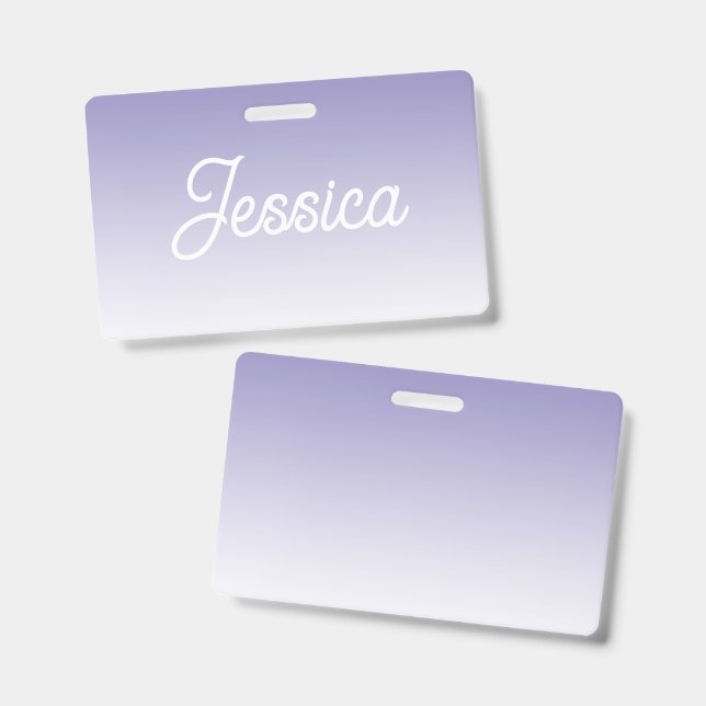(Editable) Light Purple Colour Ombre & Your Text Badge (Front & Back)