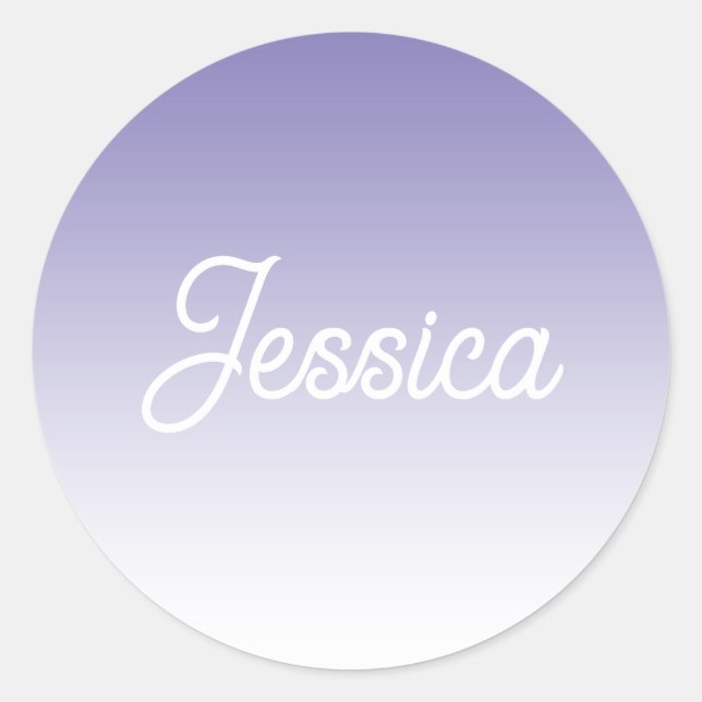 (Editable) Light Purple Colour Ombre & Your Text Classic Round Sticker (Front)