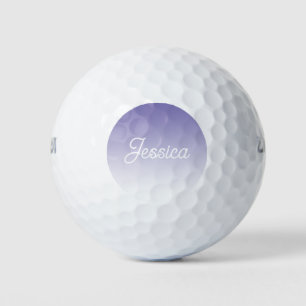 (Editable) Light Purple Colour Ombre & Your Text Golf Balls